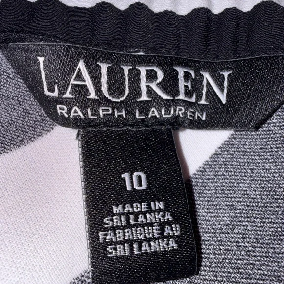 NWT LRL Ralph Lauren Black Label Sz 10 Black & White Striped Asymmetrical Skirt